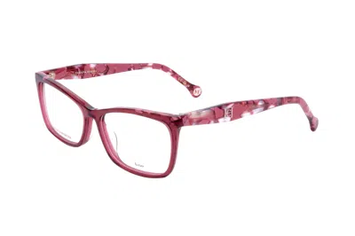 Carolina Herrera Tortoiseshell-effect Rectangle-frame Glasses In Red