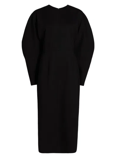 Carolina Herrera Arc Sleeve Midi Dress In Black
