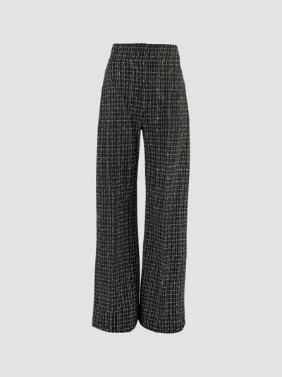Carolina Herrera Women's Beaded & Checkered Wool Wide-leg Pants In Black
