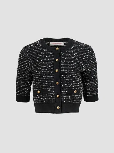 Carolina Herrera Women's Bouclé-knit Crewneck Crop Cardigan In Black