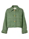Carolina Herrera Boxy Cotton-blend Crop Jacket In Metallic