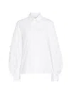 CAROLINA HERRERA WOMEN'S CABANA EMBROIDERED PUFF-SLEEVE BLOUSE