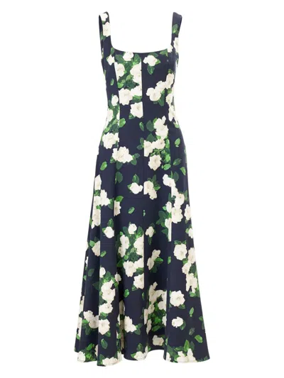 Carolina Herrera Floral-print Midi Dress In Multi