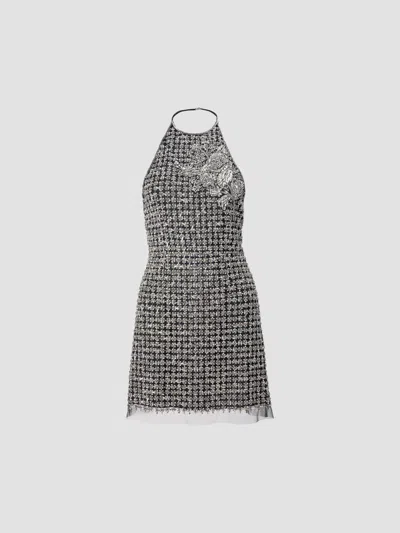 Carolina Herrera Women's Chalet Embellished Halterneck Mini Dress In Gray