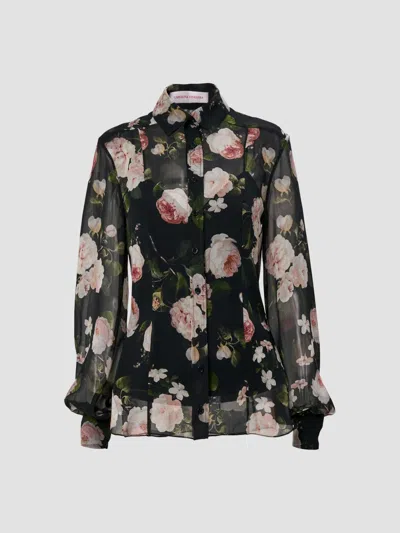 Carolina Herrera Women's Chalet Floral Silk Blouse In Black