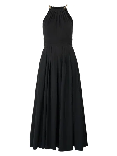 Carolina Herrera Chain-link Halter A-line Midi Dress In Black