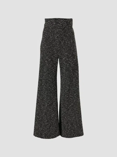 Carolina Herrera Diane Wide-leg Tweed Trousers In Black