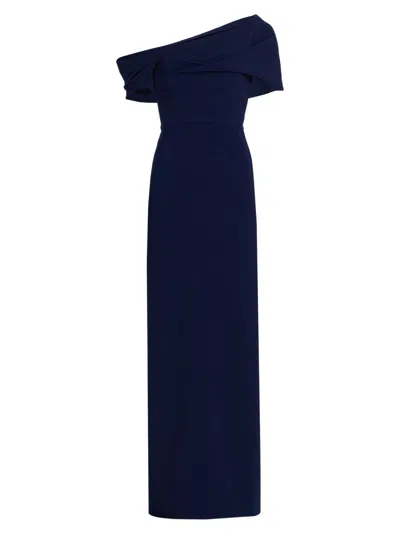 Carolina Herrera Women's Draped Off-the-shoulder Column Gown In Blue
