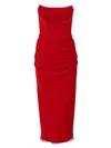 Carolina Herrera Chiffon Dress Strapless Ruched Detailing Design In Purple