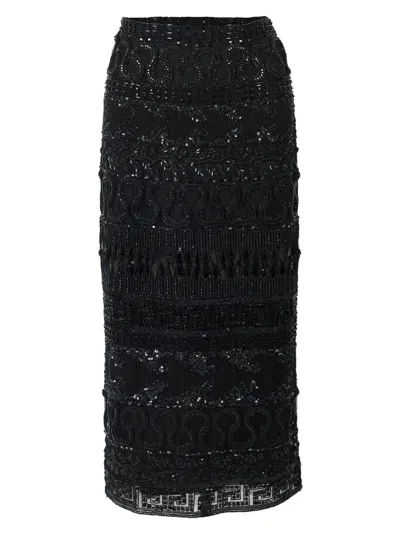 Carolina Herrera Women's Embellished Midi-skirt In Black