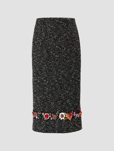 Carolina Herrera Women's Embroidered Pencil Skirt In Gray