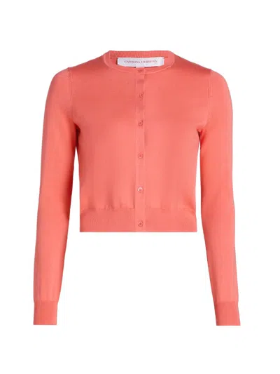 Carolina Herrera Women's Fitted Silk-cotton Cardigan In Orange
