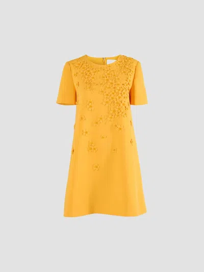 Carolina Herrera Women's Floral Appliqué A-line Mini Dress In Gold