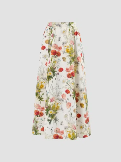Carolina Herrera Women's Floral Cotton-silk A-line Midi Skirt In Multi