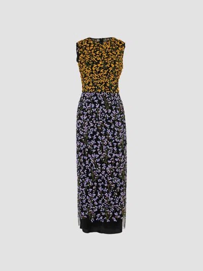 Carolina Herrera Women's Floral Crewneck Column Midi Dress In Multi