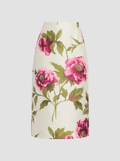 Carolina Herrera Women's Floral Pencil Midi Skirt In Ivory Multi