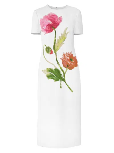CAROLINA HERRERA WOMEN'S FLORAL SHEATH MIDI-DRESS