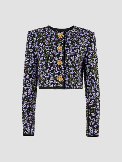 Carolina Herrera Women's Floral-embellished Crop Jacket In Multi