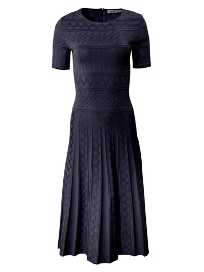 Carolina Herrera Women's Geometric Pointelle Knit Midi-dress In Midnight