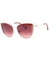Carolina Herrera Burgundy Cat Eye Ladies Sunglasses Her 0112/s 0123/3x 58 In Red