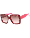 Carolina Herrera 53mm Crystal Embellished Square Sunglasses In Red
