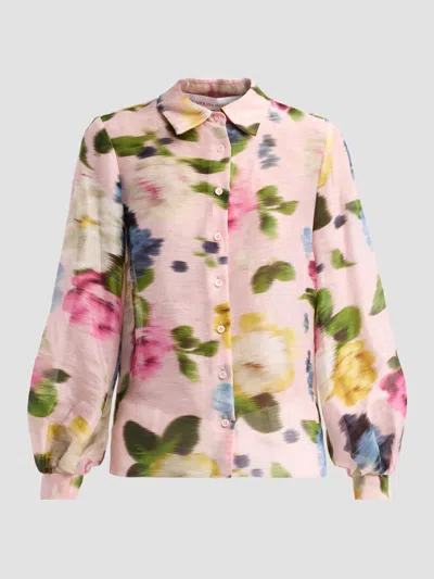 Carolina Herrera Women's Isabella Blurred Floral Linen-silk Shirt In Animal Print