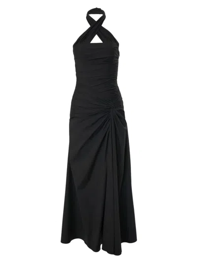 Carolina Herrera Gathered Halter Midi Dress In Black