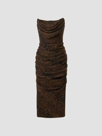 Carolina Herrera Women's Leopard Print Draped Silk Dress In Brown