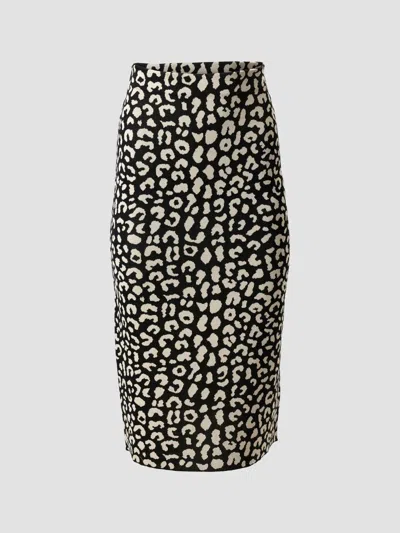 Carolina Herrera Leopard-jacquard Pencil Midi Skirt In Black