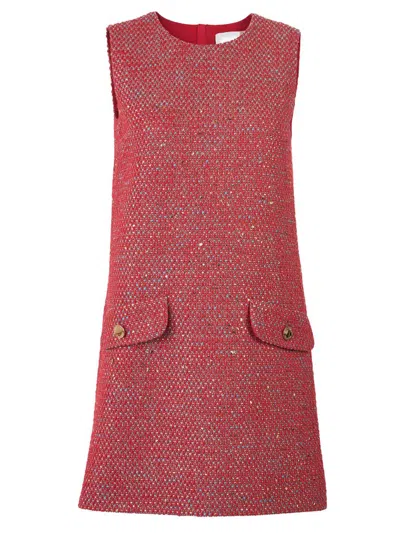 Carolina Herrera Women's Metallic Tweed Shift Minidress In Red