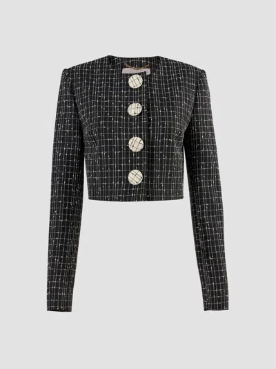Carolina Herrera Women's Plaid Virgin-wool Crop Jacket In Black