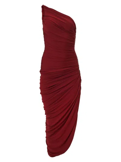 Carolina Herrera Asymmetric Ruched One-shoulder Jersey Dress In Red