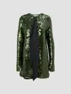 Carolina Herrera Sequin-embellished Tie-fastening Blouse In Green