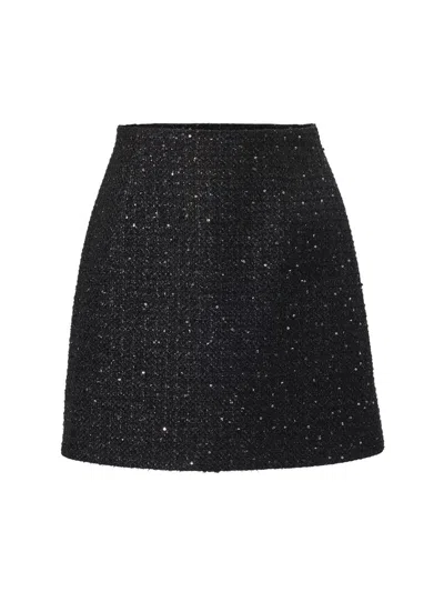 Carolina Herrera Women's Sequined Tweed A-line Miniskirt In Black