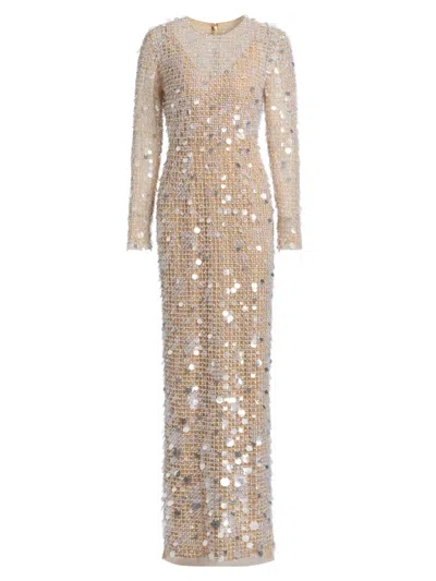 Carolina Herrera Women's Sequin-embellished Column Gown In Gray