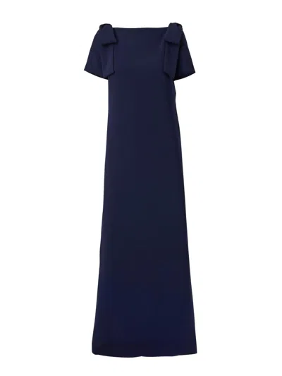 Carolina Herrera Women's Short-sleeve Bow-embellished Gown In Blue