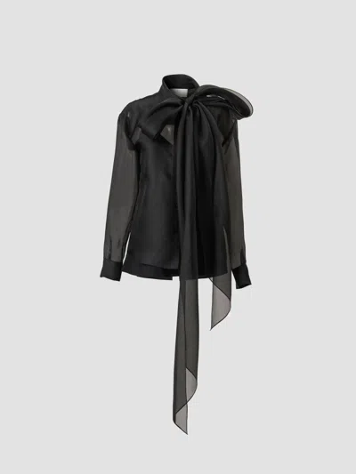 Carolina Herrera Women's Silk Chiffon Bow Blouse In Black