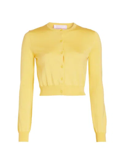 Carolina Herrera Women's Silk-cotton Crop Cardigan In Sunshine Yellow