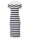 CAROLINA HERRERA WOMEN'S SILK-COTTON STRIPED KNIT MIDI-DRESS