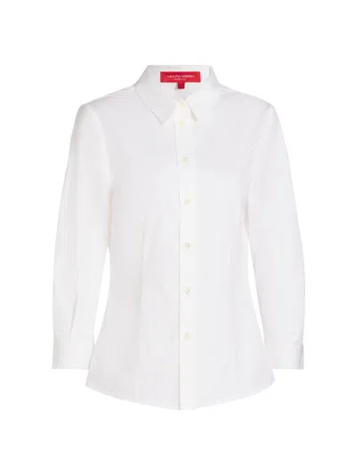 Carolina Herrera Women's Slim Cotton-blend Shirt In White