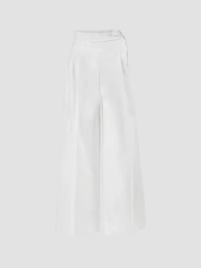 Carolina Herrera Women's Stretch Cotton High-rise Wide-leg Crop Pants In White
