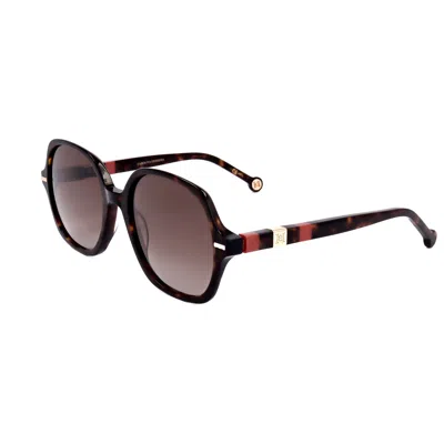 Carolina Herrera Tortoiseshell-effect Geometric-frame Sunglasses In Brown