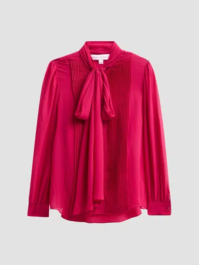 Carolina Herrera Women's Tieneck Silk Blouse In Cranberry