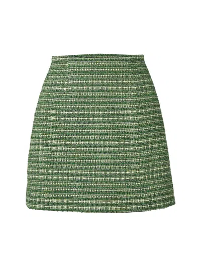 Carolina Herrera Tweed A-line Mini Skirt In Green