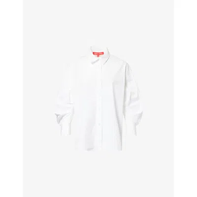Carolina Herrera Clara Cotton-blend Poplin Shirt In White
