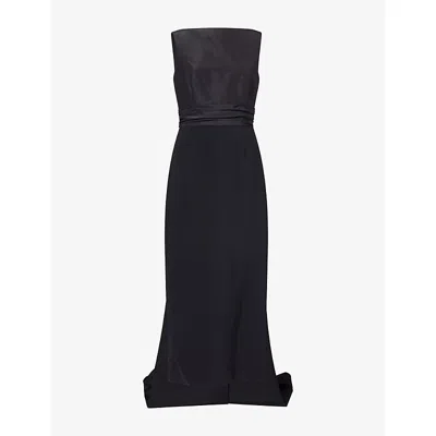 Carolina Herrera Womens  Column Bow-embellished Crepe Maxi Dress In Black