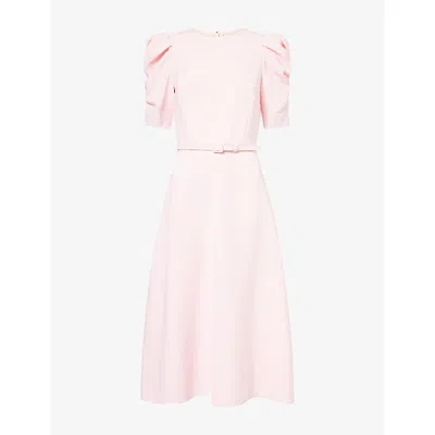 Carolina Herrera Belted Crepe Midi Dress In Pink