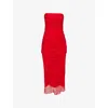 Carolina Herrera Chiffon Dress Strapless Ruched Detailing Design In Red