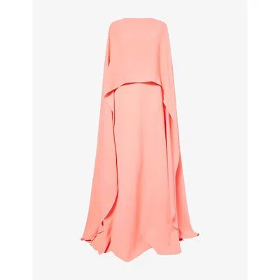 Carolina Herrera Womens  Cape-front Caftan Satin Maxi Dress In Pink