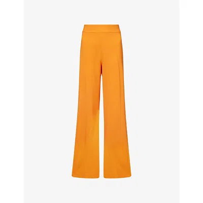 Carolina Herrera Womens Tiger Lily Diane Wide-leg Wool-blend Trousers In Yellow